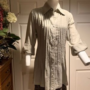 Finley 100% Cotton Button Down Tunic, Pleated.
